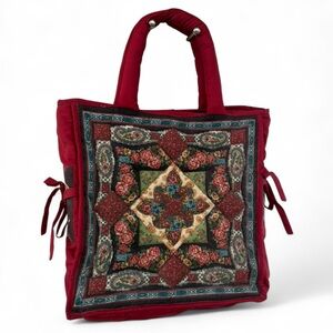 Large Puffy Quilted Patchwork Tote Bag